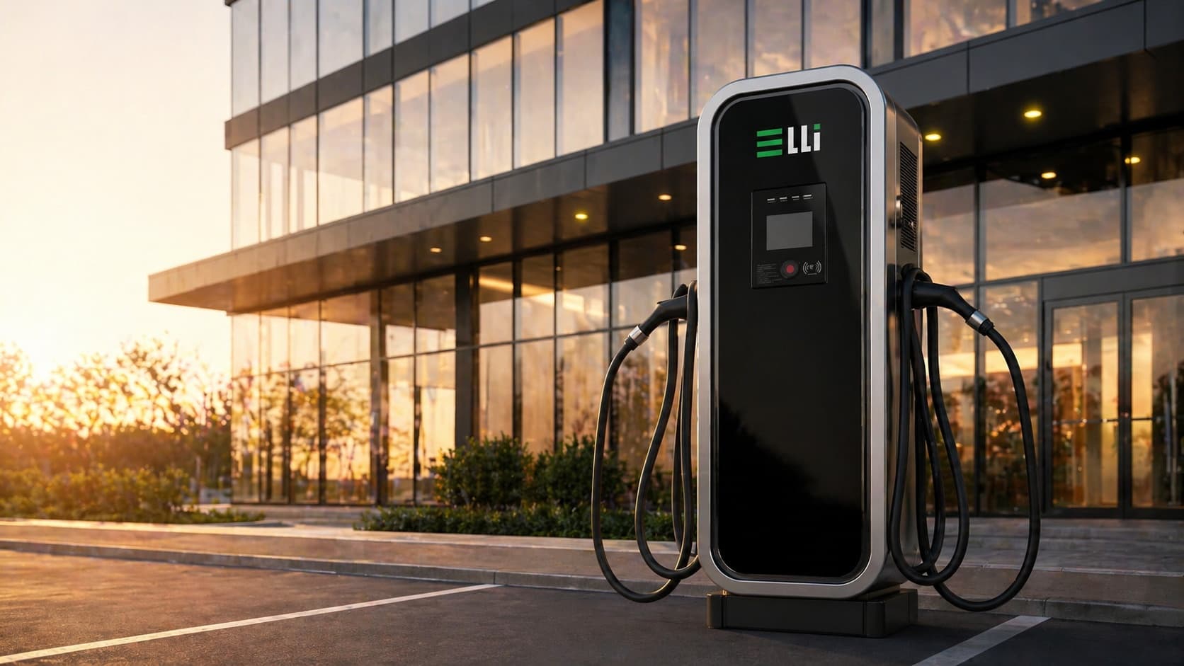 Зарядная станция ELLI на парковке коммерческого объекта